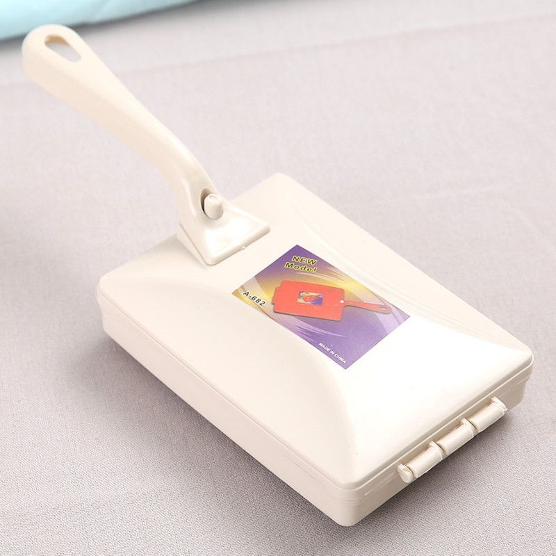 Manual Double Roller Carpet Brush, Lint Remover for Sofa & Bed, Pet Hair and Dust Cleaner—Beige