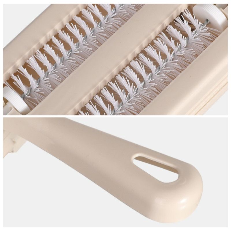 Manual Double Roller Carpet Brush, Lint Remover for Sofa & Bed, Pet Hair Dust Cleaner—Blue