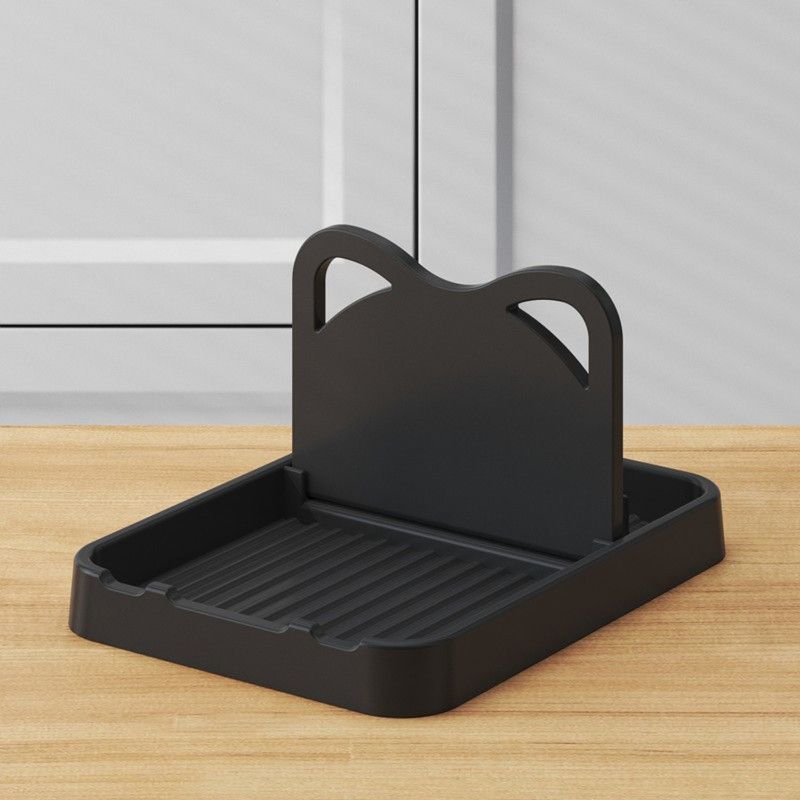 Kitchen Lid Holder, Foldable Countertop & Wall-Mount Spatula Storage Rack—Black