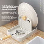 Kitchen Lid Holder, Foldable Countertop & Wall-Mount Spatula Storage Rack—Black