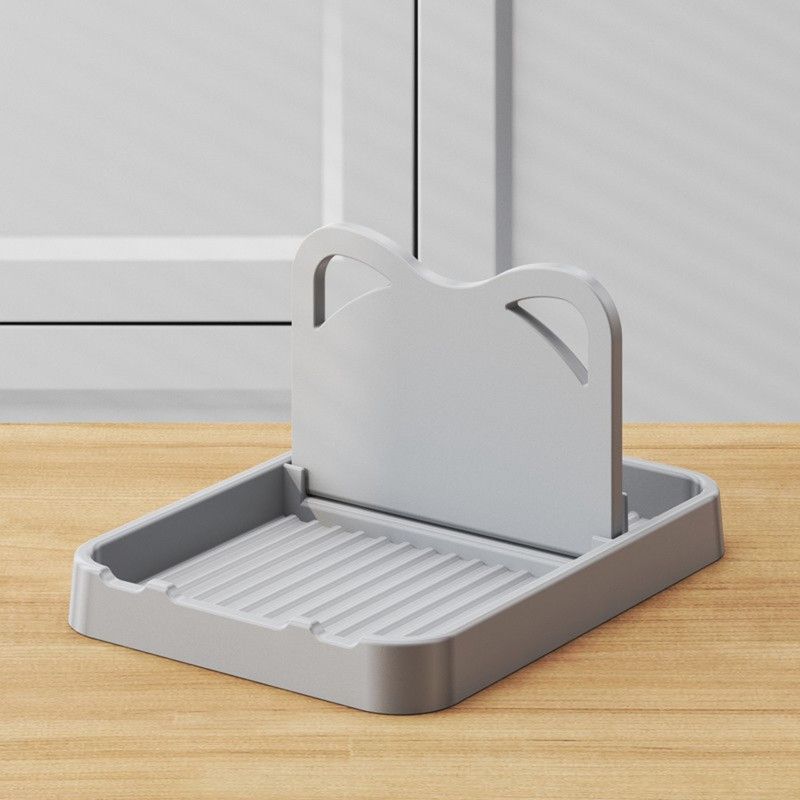 Kitchen Lid Holder, Foldable Countertop & Wall-Mount Spatula Storage Rack—Gray