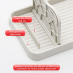 Kitchen Lid Holder, Foldable Countertop & Wall-Mount Spatula Storage Rack—Gray