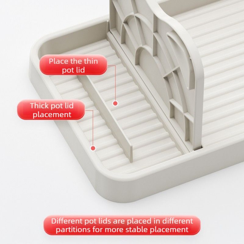 Kitchen Lid Holder, Foldable Countertop & Wall-Mount Spatula Storage Rack—Gray