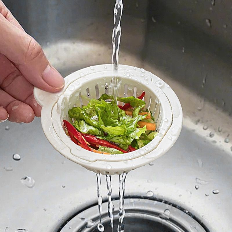 Kitchen Sink Drain Strainer, Anti-Clog Sink Filter Basket, Easy to Use—White