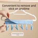 Portable Fabric Clothes Hanger with Clips, Foldable Travel Laundry Hanger—Blue