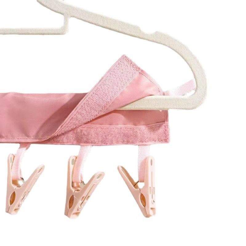 Portable Fabric Clothes Hanger with Clips, Foldable Travel Laundry Hanger—Blue