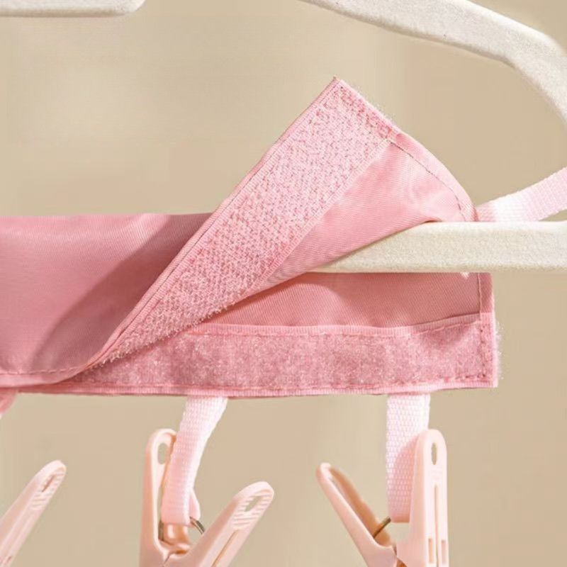 Portable Fabric Clothes Hanger with Clips, Foldable Travel Laundry Hanger—Blue