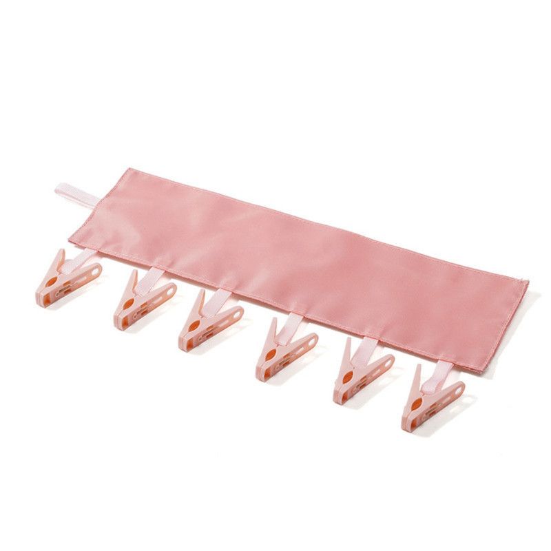 Portable Fabric Clothes Hanger with Clips, Foldable Travel Laundry Hanger—Pink