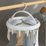 Round Multi-clip Drying Rack, Multi-functional Clothes Hanger for Socks & Underwear—Gray