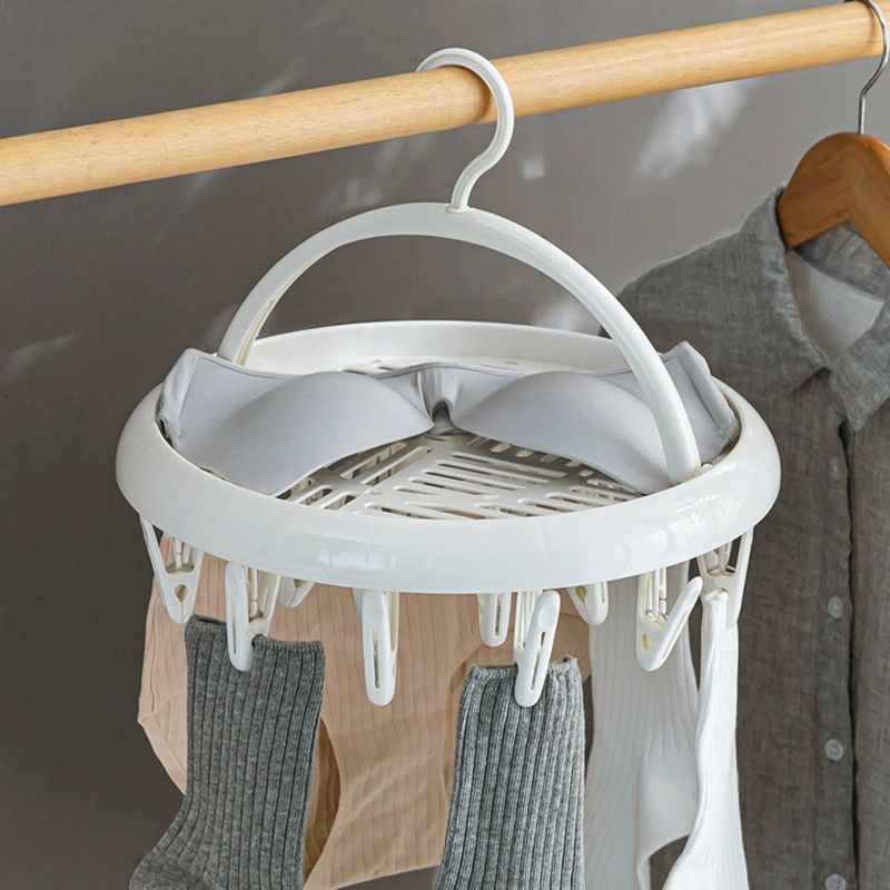 Round Multi-clip Drying Rack, Multi-functional Clothes Hanger for Socks & Underwear—Gray