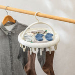 Round Multi-clip Drying Rack, Multi-functional Clothes Hanger for Socks & Underwear—Gray
