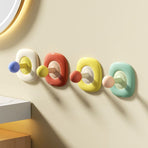 No-Drill Wall Hook, Round Corner Strong Adhesive Hanger—Pack of 4—Square