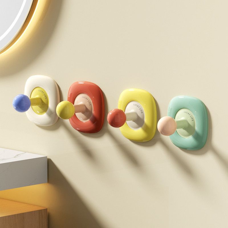 No-Drill Wall Hook, Round Corner Strong Adhesive Hanger—Pack of 4—Square