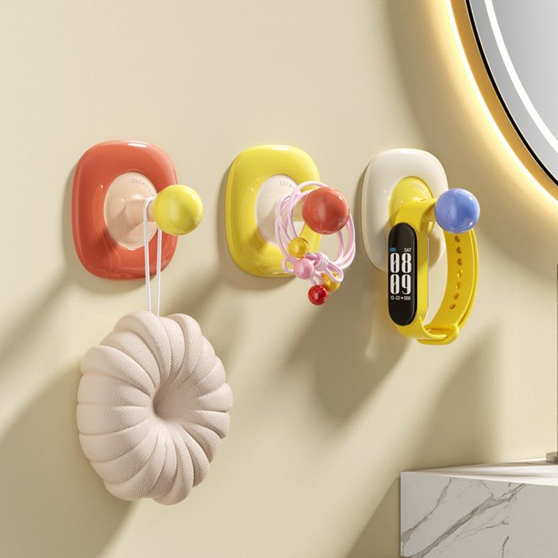 No-Drill Wall Hook, Flower & Round Corner Strong Adhesive Hanger—Pack of 4—Flower Design