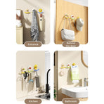 Flower Punch-Free Hook, Self-Adhesive Hook for Bathroom Towel & Facial Tissue Storage—Beige