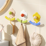Flower Punch-Free Hook, Self-Adhesive Hook for Bathroom Towel & Facial Tissue Storage—Yellow