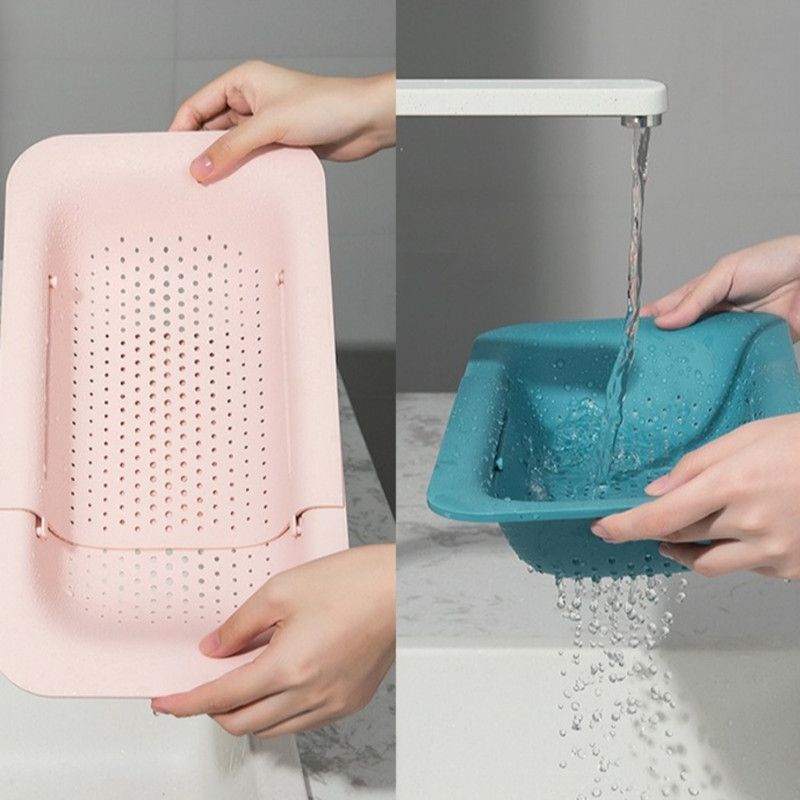 Expandable Sink Colander, Kitchen Drain Basket for Fruits, Vegetables, and Tableware—Green