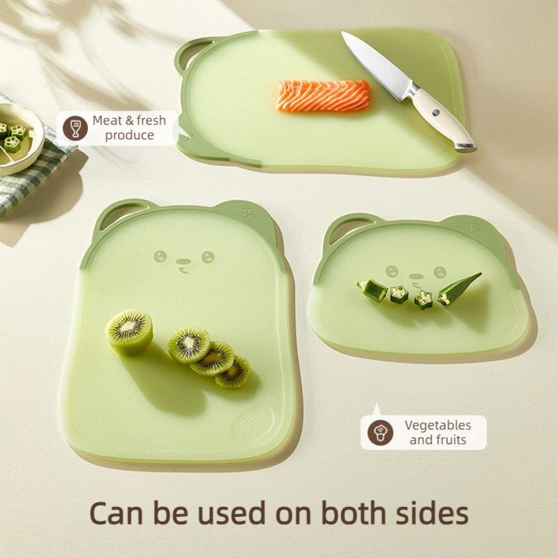 Bear Cutting Board, Double-Sided Cutting Board for Fruit & Kitchen—Large—Green