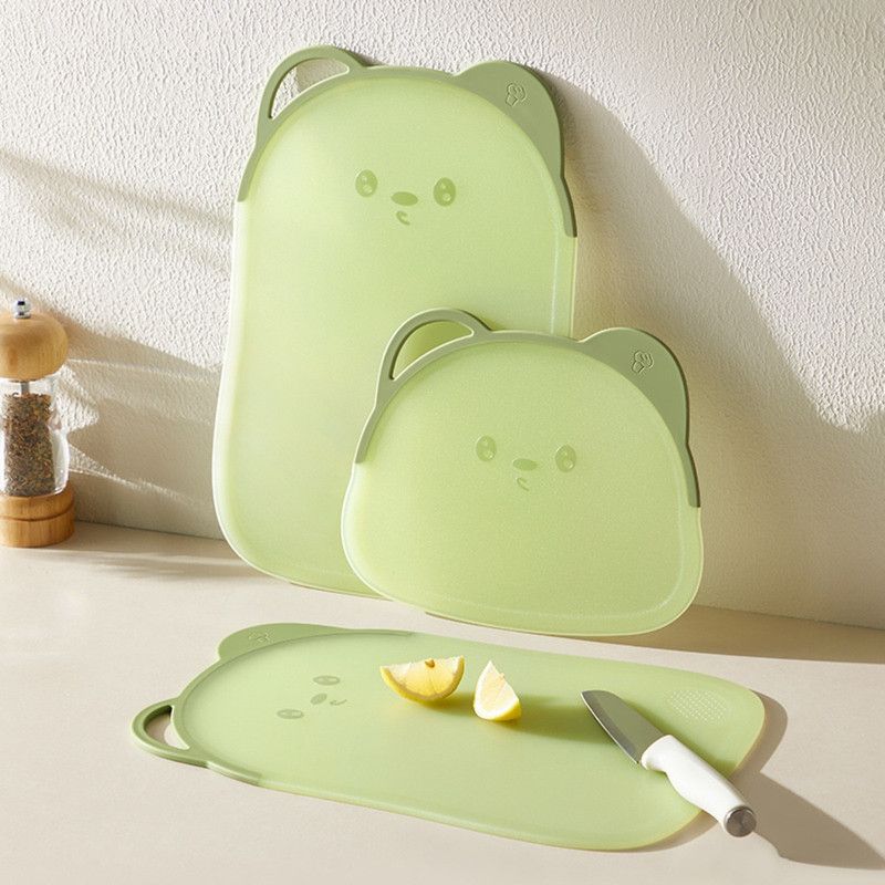 Bear Cutting Board, Double-Sided Cutting Board for Fruit & Kitchen—Large—Green