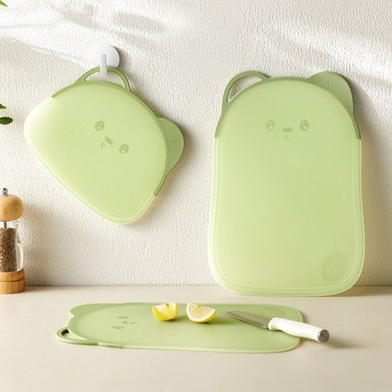 Bear Cutting Board, Double-Sided Cutting Board for Fruit & Kitchen—Large—Green