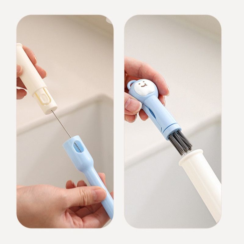 6-in-1 Long Handle Bottle Brush, Multifunctional Cleaner for Water Bottle, Baby Bottle & Straw Cup-Blue