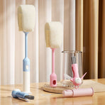 6-in-1 Long Handle Bottle Brush, Multifunctional Cleaner for Water Bottle, Baby Bottle & Straw Cup-Pink