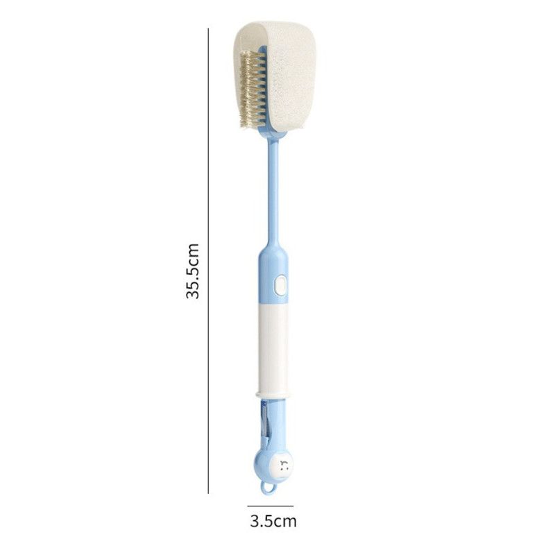 6-in-1 Long Handle Bottle Brush, Multifunctional Cleaner for Water Bottle, Baby Bottle & Straw Cup-Pink