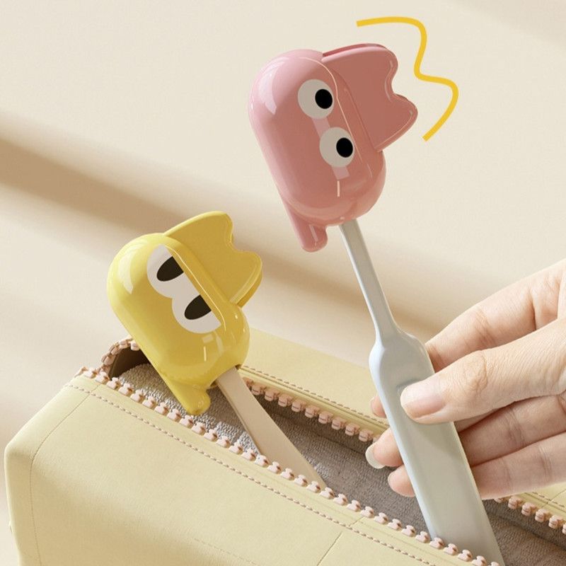 Cute Cat Toothbrush Clip, Portable Travel Toothbrush Head Protective Cover—2-Pack—Pink