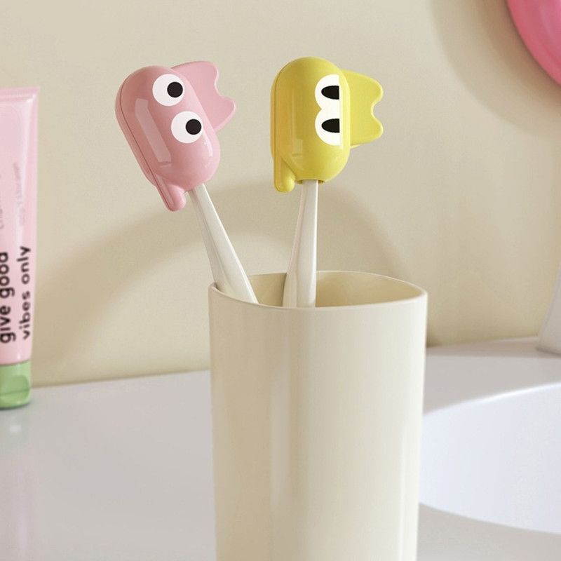 Cute Cat Toothbrush Clip, Portable Travel Toothbrush Head Protective Cover—2-Pack—Pink