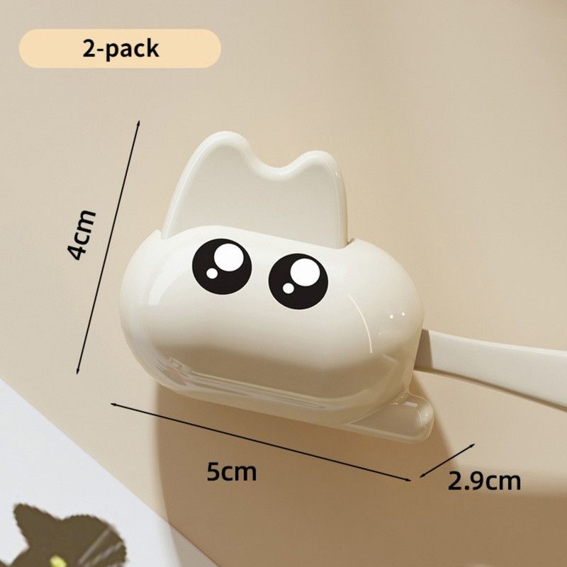 Cute Cat Toothbrush Clip, Portable Travel Toothbrush Head Protective Cover—2-Pack—White