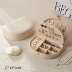 Double-Layer PU Leather Jewelry Box, Portable Compartment Storage Case for Necklaces, Earrings, and Rings—White
