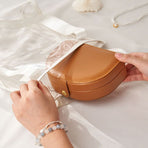 Double-Layer PU Leather Jewelry Box, Portable Compartment Storage Case for Necklaces, Earrings, and Rings—White