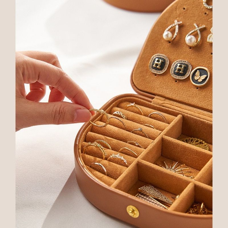 Double-Layer PU Leather Jewelry Box, Portable Compartment Storage Case for Necklaces, Earrings, and Rings—White