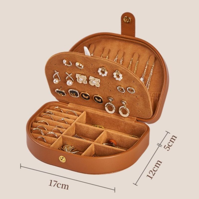 Double-Layer PU Leather Jewelry Box, Portable Compartment Storage Case for Necklaces, Earrings, and Rings—White
