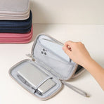 Double-Layer Digital Storage Bag, Portable Case for Data Cables, Power Banks, and Hard Drives—Blue