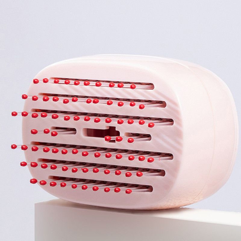 Portable Retractable Air Cushion Comb, Mini Travel Massage Hair Brush with Dust Cover—Pink