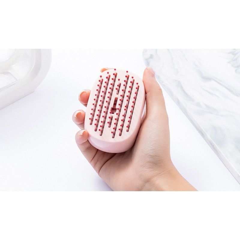 Portable Retractable Air Cushion Comb, Mini Travel Massage Hair Brush with Dust Cover—Pink