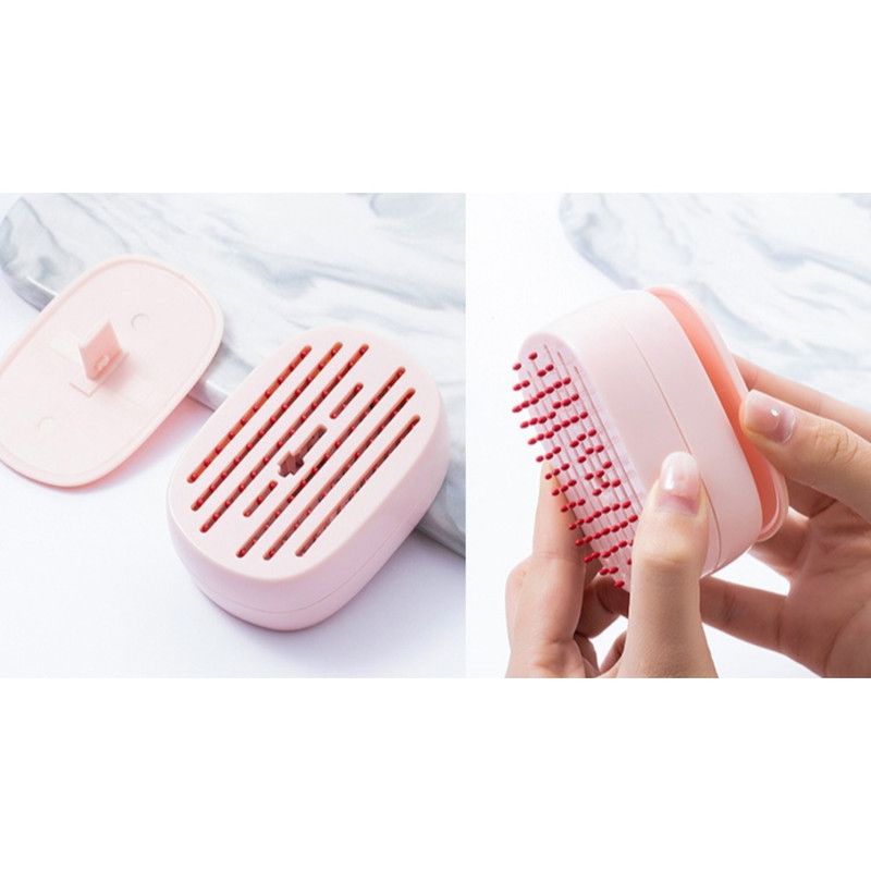 Portable Retractable Air Cushion Comb, Mini Travel Massage Hair Brush with Dust Cover—Pink