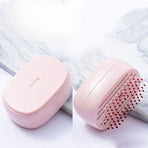 Portable Retractable Air Cushion Comb, Mini Travel Massage Hair Brush with Dust Cover—Pink