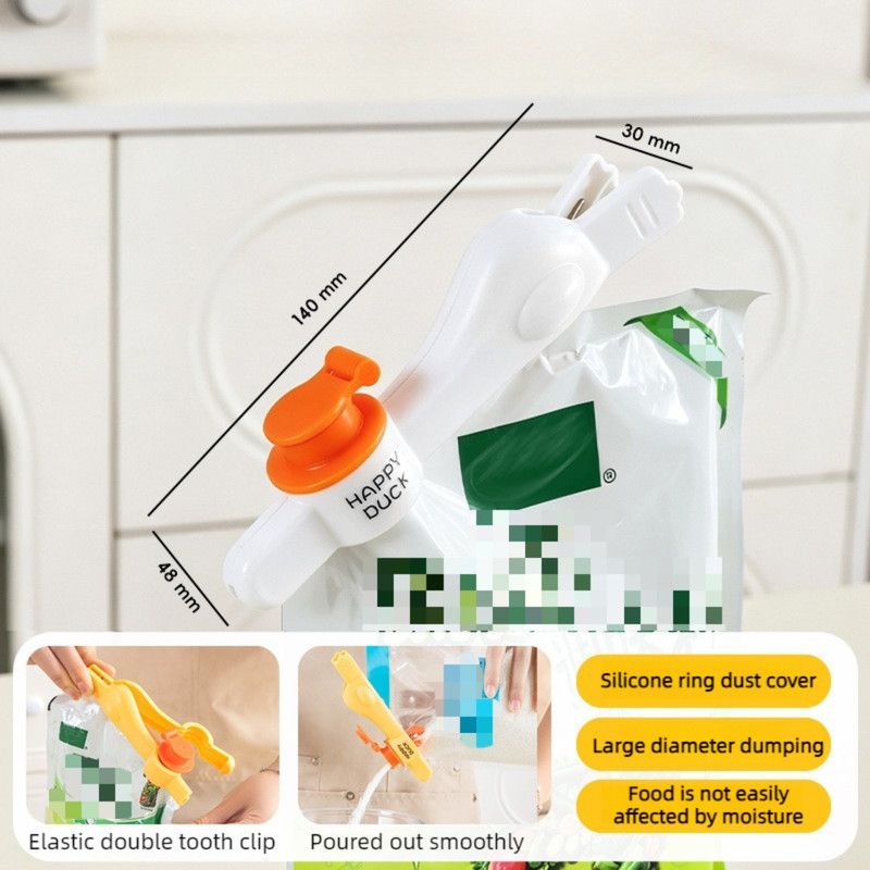 Diving Duck Sealing Clip With Spout, Kitchen Food Bag Moisture-Proof Sealer Clip—White