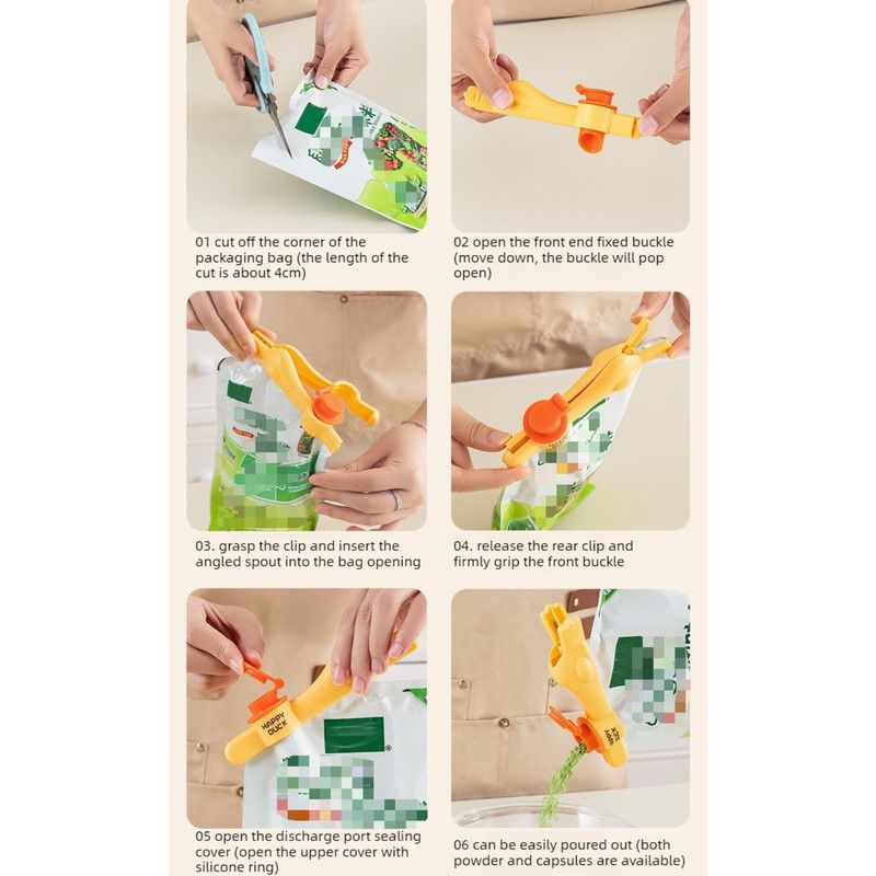 Diving Duck Sealing Clip With Spout, Kitchen Food Bag Moisture-Proof Sealer Clip—Yellow