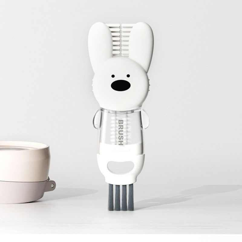 4-in-1 Cup Lid Brush, Multi-function Gap Cleaner for Water Bottles & Baby Bottles—White