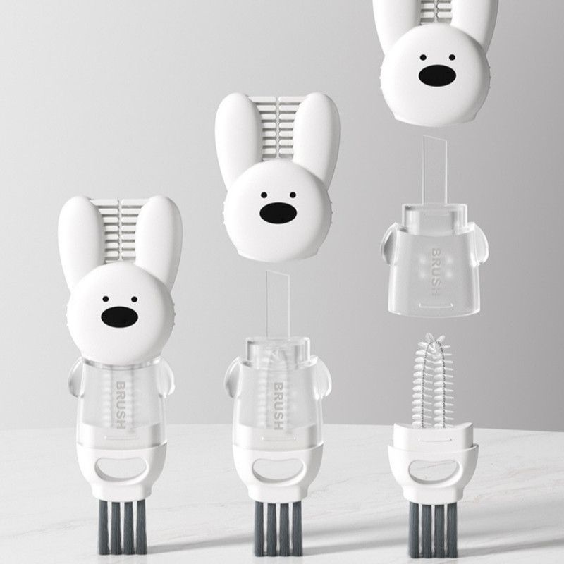 4-in-1 Cup Lid Brush, Multi-function Gap Cleaner for Water Bottles & Baby Bottles—White
