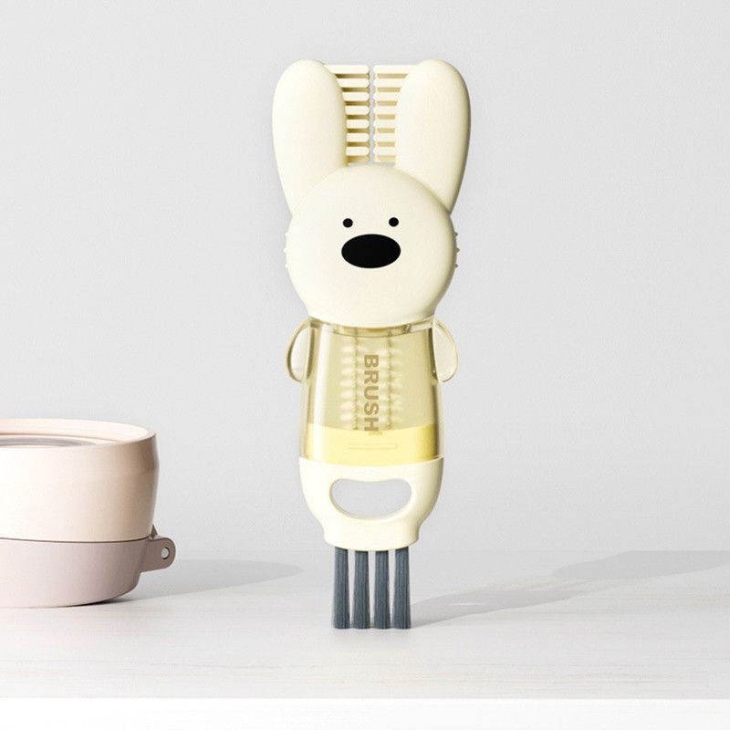 4-in-1 Cup Lid Brush, Multi-function Gap Cleaner for Water Bottles & Baby Bottles—Yellow