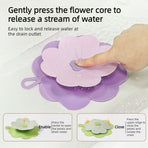 Clover-Shaped Floor Drain Odor-Proof Mat, Bathroom Drain Filter Cover—Purple