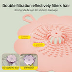Clover-Shaped Floor Drain Odor-Proof Mat, Bathroom Drain Filter Cover—Purple