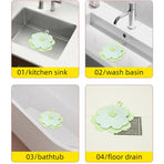 Clover-Shaped Floor Drain Odor-Proof Mat, Bathroom Drain Filter Cover—Purple