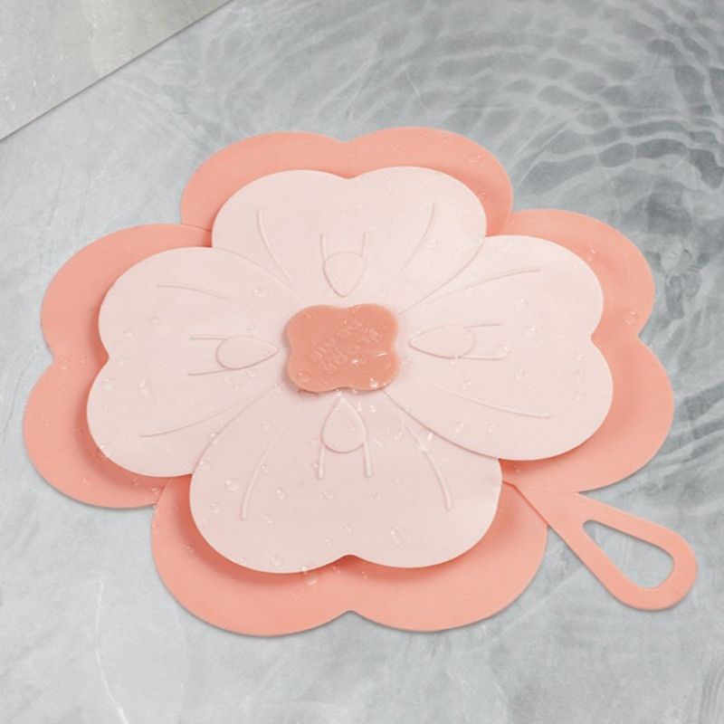 Clover-Shaped Floor Drain Odor-Proof Mat, Bathroom Drain Filter Cover—Purple