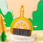 Mini Broom and Dustpan Set, Desktop Cleaning Brush for Desk & Keyboard—Yellow