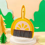 Mini Broom and Dustpan Set, Desktop Cleaning Brush for Desk & Keyboard—Yellow